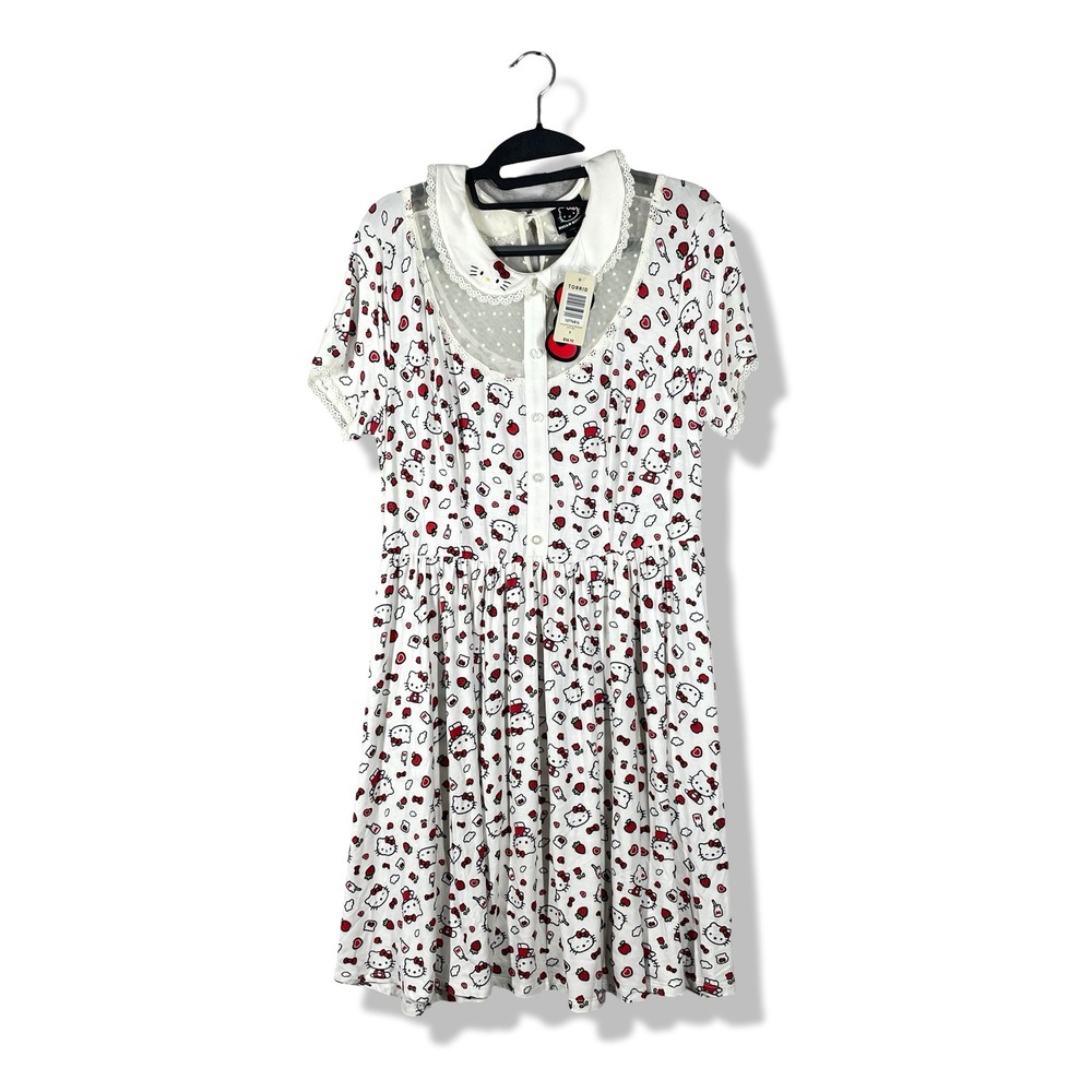 Torrid Hello Kitty Skater Dress Womens 0X White Kawaii Harajuku Anime Cosplay